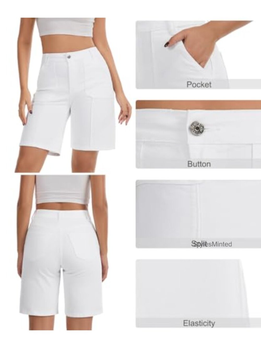 High Waisted Denim Shorts for Women Casual Summer Stretchy Jean Shorts Workwear - Picture 3 of 4